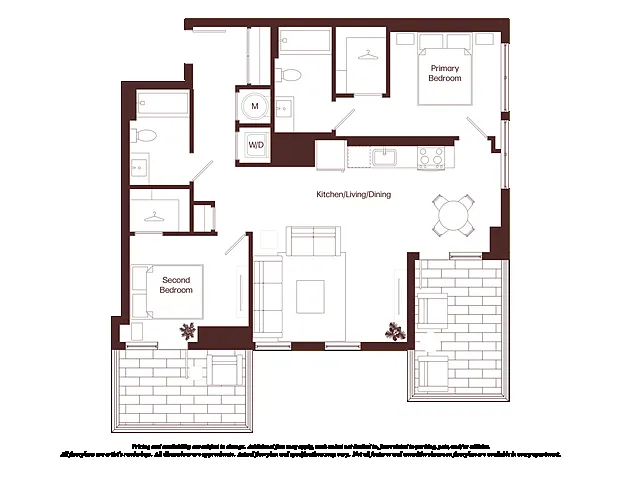 Floor plan 2 Bed - 2 Bath | bj4