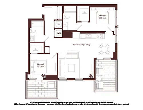 Floor plan 2 Bed - 2 Bath | bj4