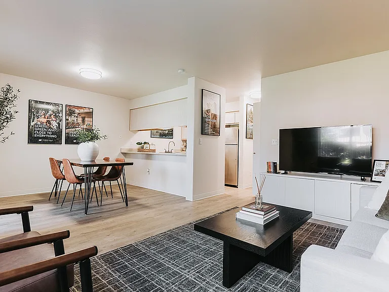 Living Room, Dining Room, and Kitchen