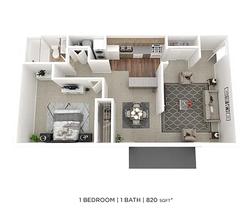 Floor plan One Bedroom - 820 sqft