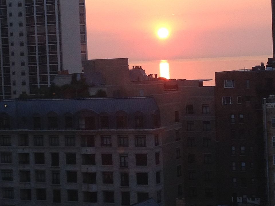 Magical sunrise view from living room