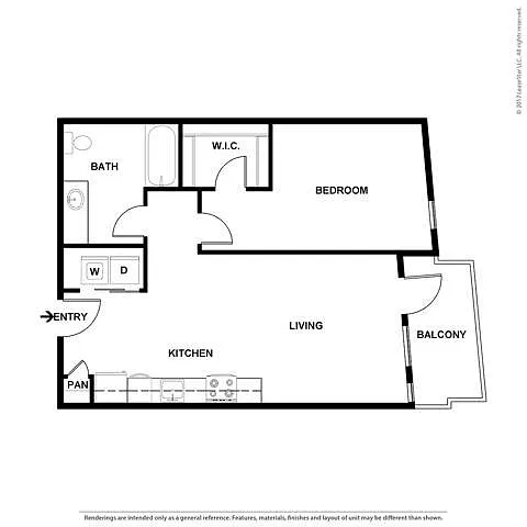 Floor plan One Bedroom One Bath - 684
