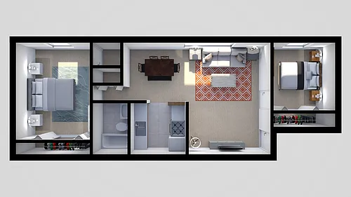 Floor plan 1 Bedroom and Den