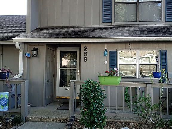 Front view of townhouse.