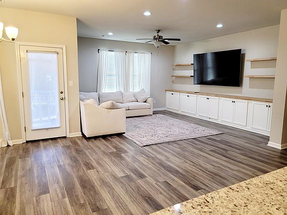 Open floor plan, from kitchen view