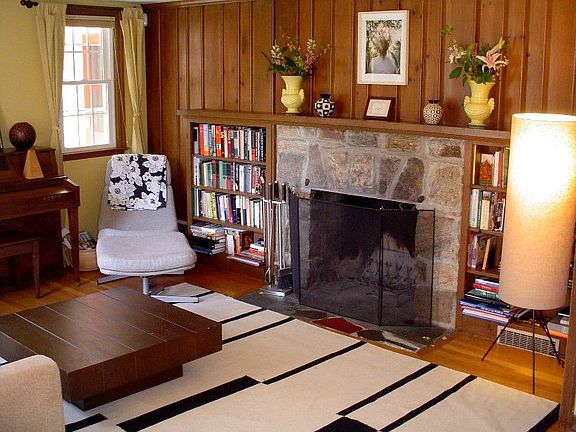 Livingroom with stone fireplace