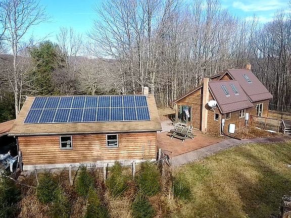 Aerial view house & garage