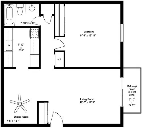 Floor plan 1 Bed 1 Bath Medium