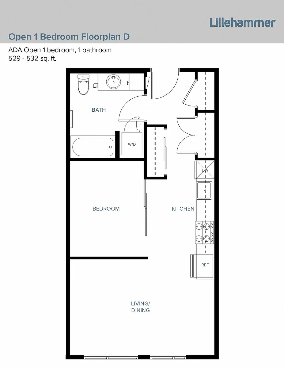 Floor plan Open 1 Bedroom D