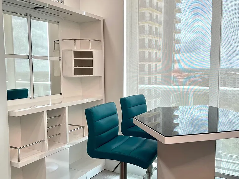Modern high top bar set - dining with a view or a laptop work area.