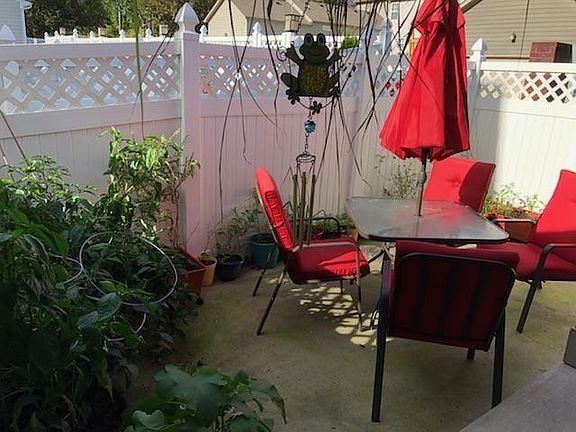 Enclosed back patio with some garden space