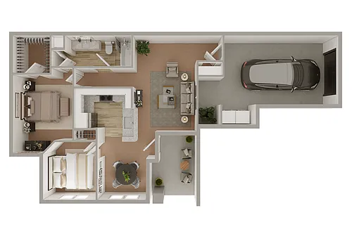Floor plan 2 Bedroom 1 Bath