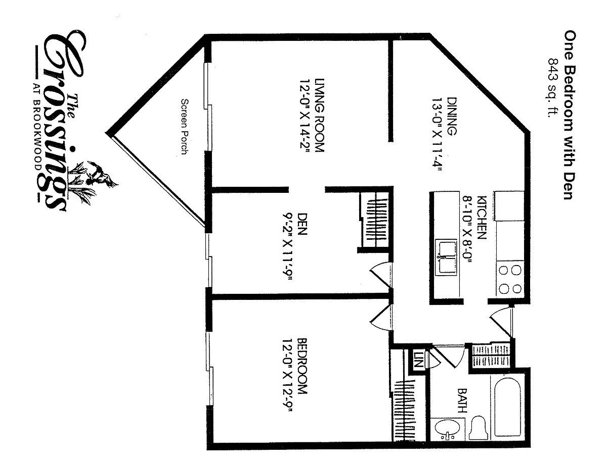 Floor plan 6125 1 Bedroom Plus Den