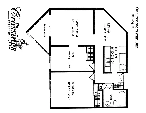 Floor plan 6125 1 Bedroom Plus Den