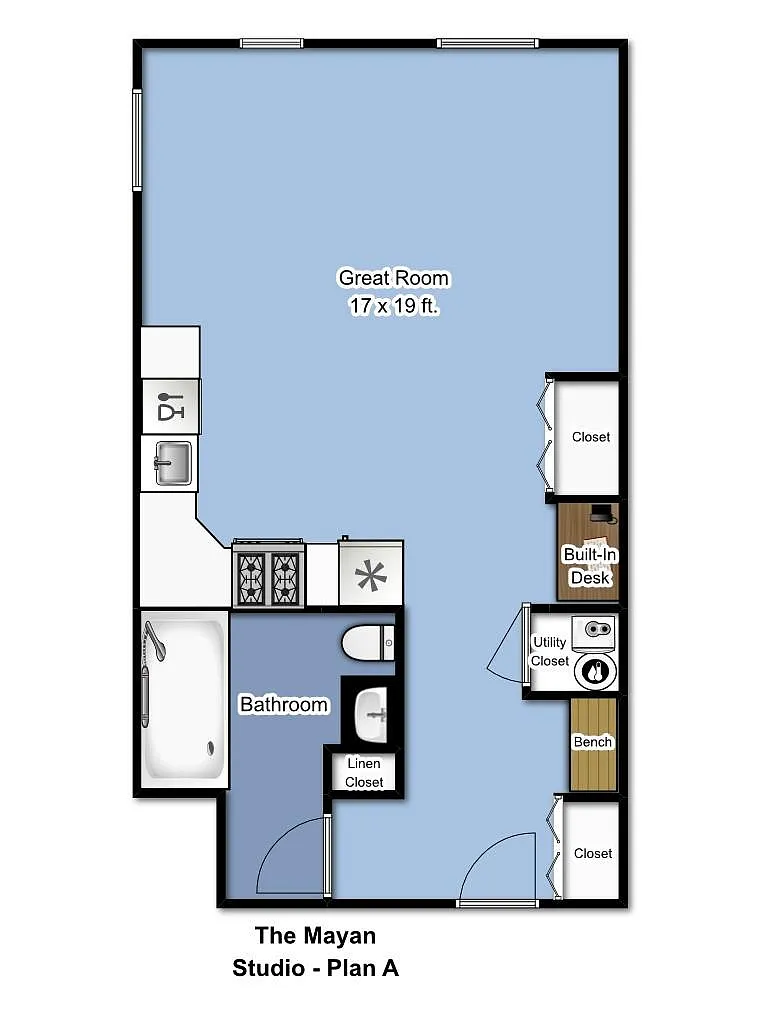 Floor plan The Mayan - Studio A