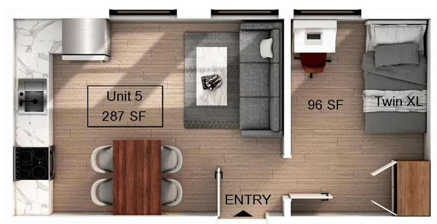 Floor plan 1 Bedroom | 1 Bath A