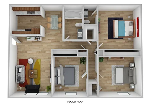 Floor plan 3 Bedroom/1.5 Bath