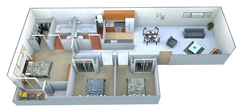 Floor plan Three Bedroom MKT