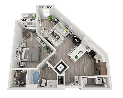 Floor plan One Bedroom A1O