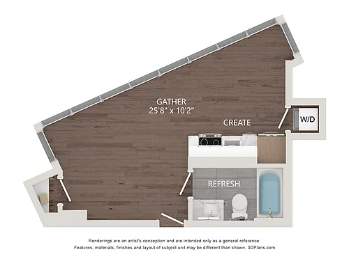 Floor plan Studio 397 Sqft