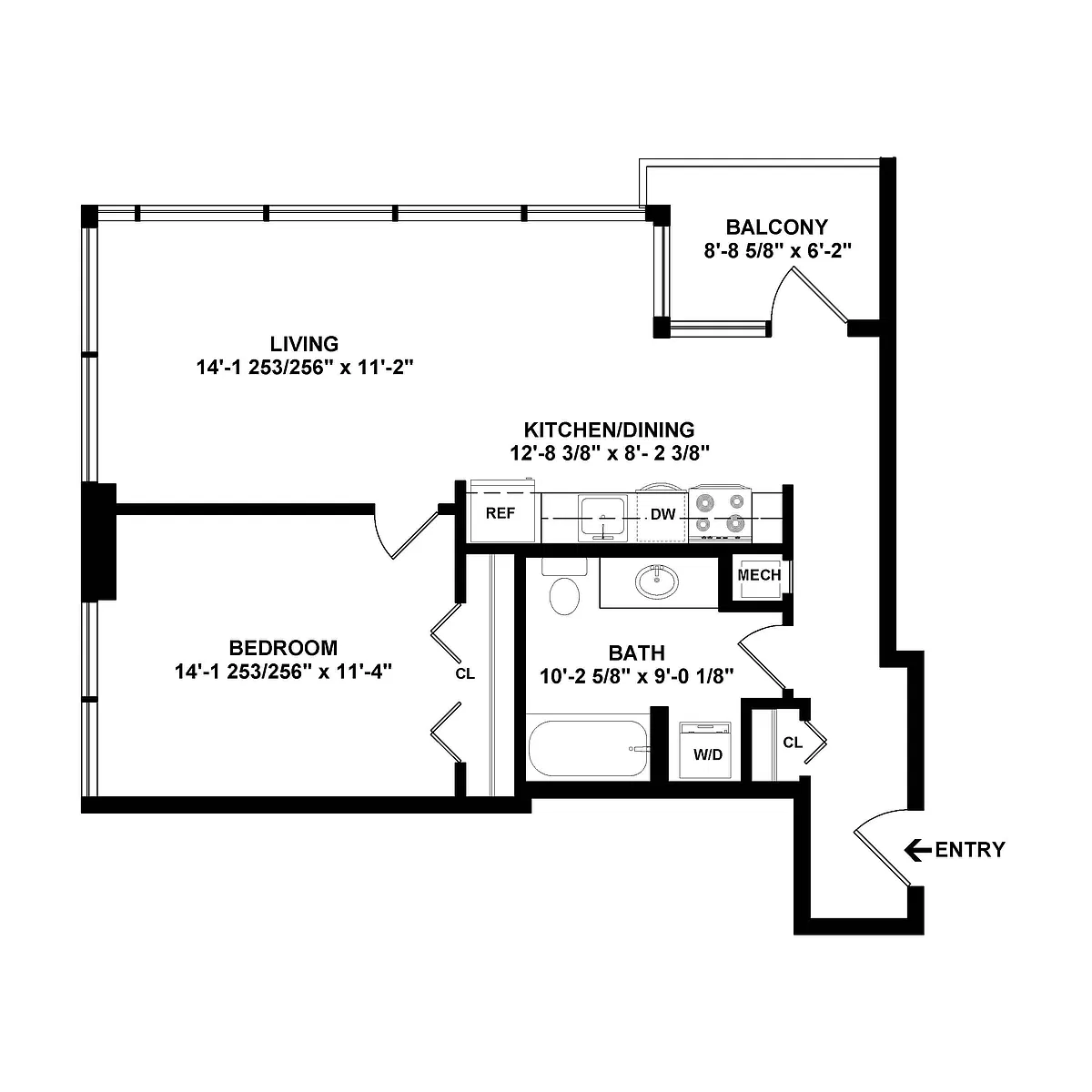Floor plan 1 Bed/1 Bath-a5.1