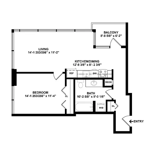Floor plan 1 Bed/1 Bath-a5.1