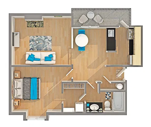 Floor plan 1 BR x 1 BA - B