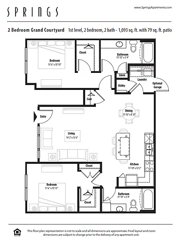 Floor plan 2 BR Grand Courtyard Garage