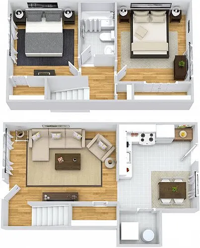 Floor plan 2 Bed/1 Bath- Phase 3
