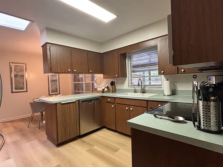 Fully stocked kitchen.