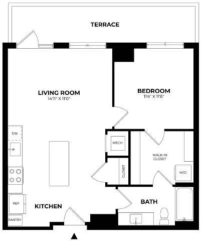 Floor plan 1 Bed/1 Bath-A15