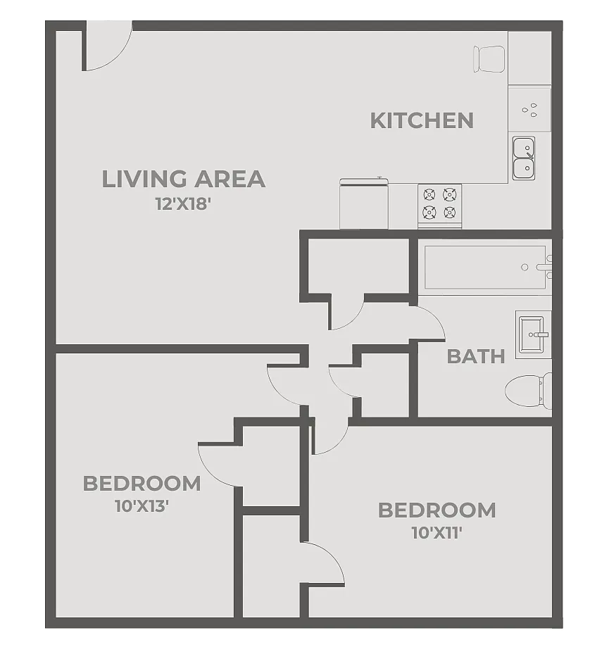 Floor plan Quail Ridge 2 Bedroom, 1 Bathroom