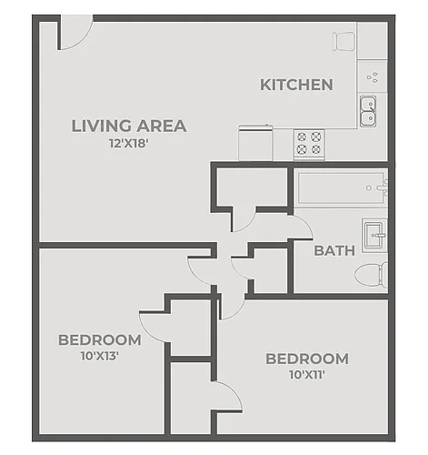 Floor plan Quail Ridge 2 Bedroom, 1 Bathroom