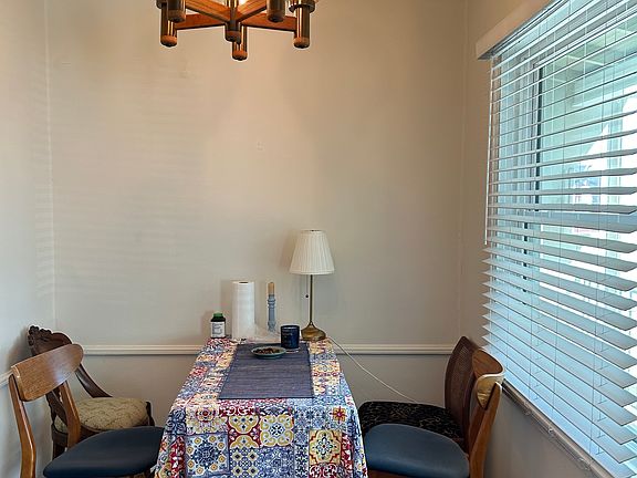 Great dining space with light and view of courtyard.