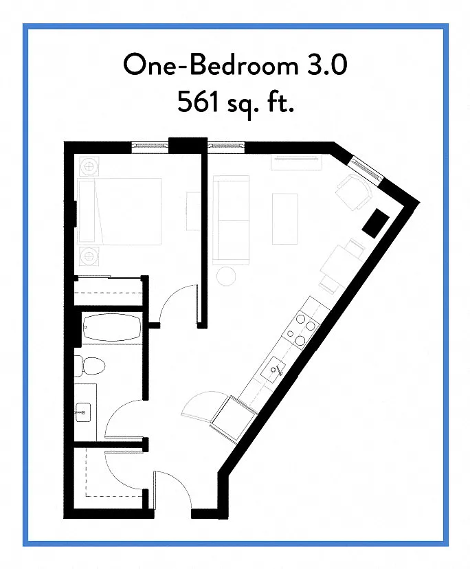 Floor plan 1 Bedroom 1 Bath