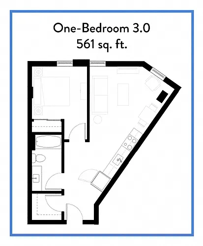 Floor plan 1 Bedroom 1 Bath