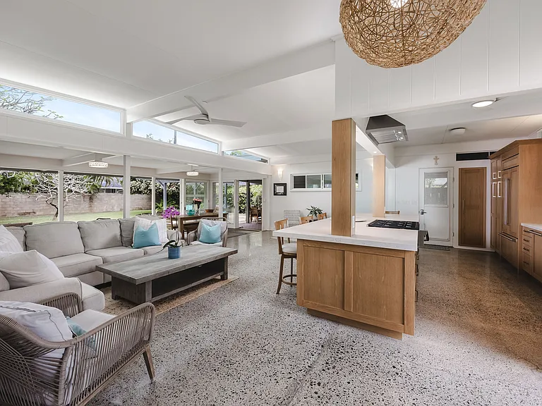 Newly remodeled kitchen and great room area.