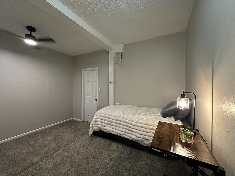 807 Unique second bedroom - freshly painted, new carpet, updated lighting with ceiling fan