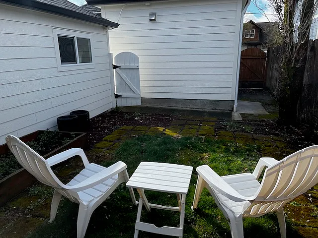 Private courtyard, with seating.