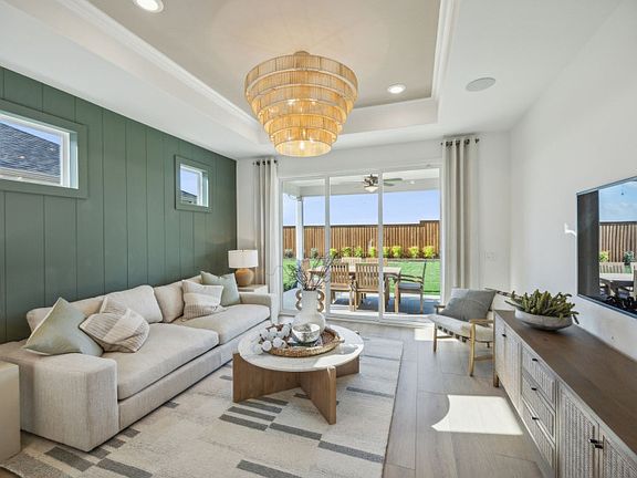 Spacious Gathering Room with tray ceiling