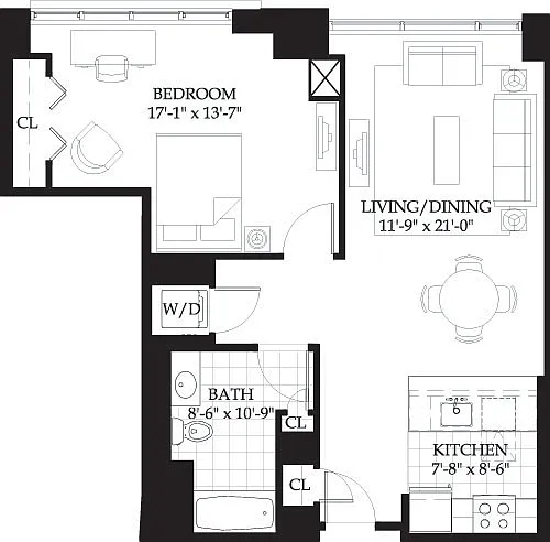 Floor plan Asteria One Bedroom (3)