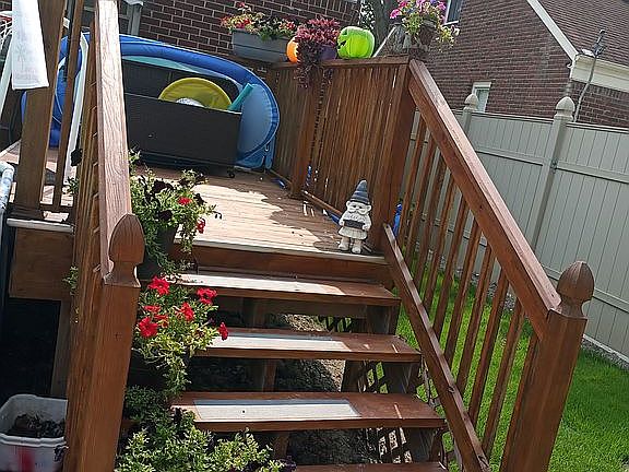 back stairs on pool deck