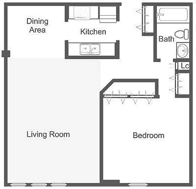 Floor plan 1 Bed | 1 Bath