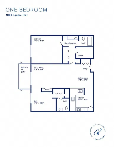Floor plan One Bedroom Plus Den