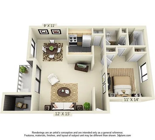 Floor plan 1 Bedroom Style B