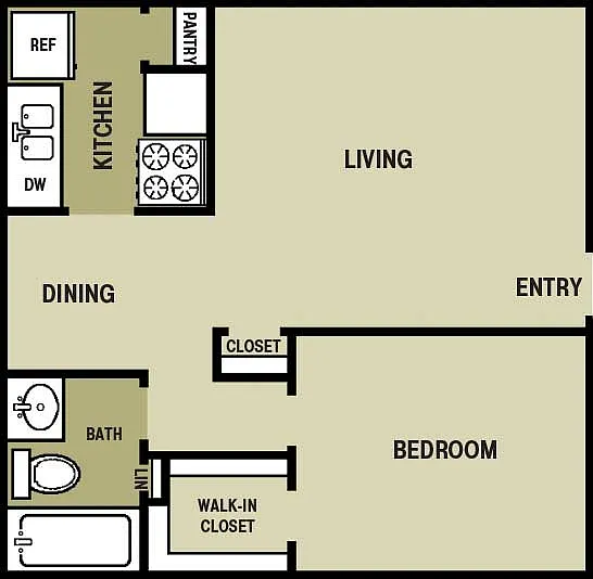 Floor plan 1 Bedroom 1 Bathroom