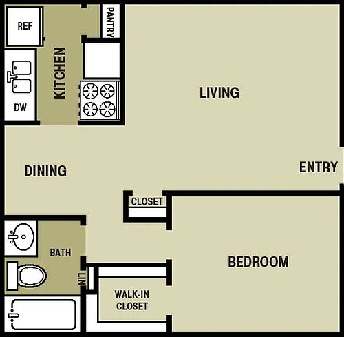 Floor plan 1 Bedroom 1 Bathroom