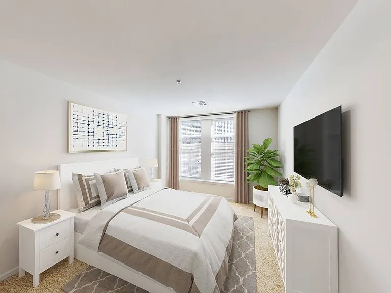 Plush, wall-to-wall carpeting in bedroom