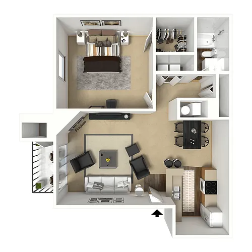 Floor plan 1x1 - 2nd/3rd Floor