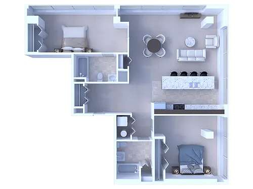 Floor plan 2 Bedroom/2 Bathroom - 1329